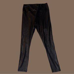 Black Crushed Faux Leather Leggings